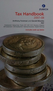 Zurich Tax Handbook 200708 Foreman Tony Mowles G Gerald Zurich Financial Services Ltd