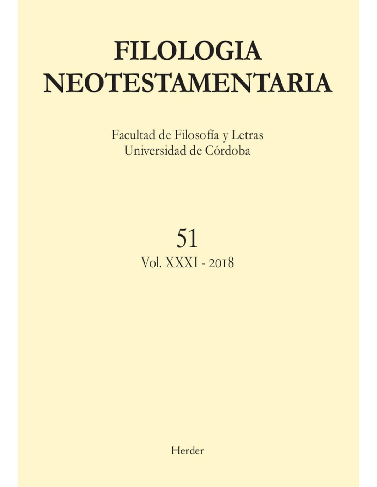 Filologa Neotestamentaria 51 Vol Xxxi Vvaa Vvaa