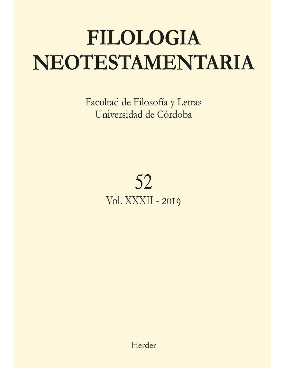 Filologa Neotestamentaria 52 Vol Xxxii 2019 Varios Autores