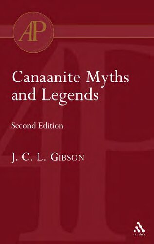 Canaanite Myths And Legends 3rd Edition J C L Gibson