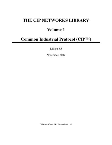 Common Industrial Protocol Cip 33 Odva Controlnet International Ltd