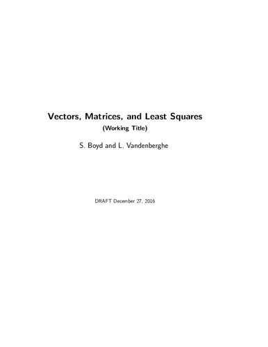 Vectors Matrices And Least Squares Stanford Ee103 Itebooks