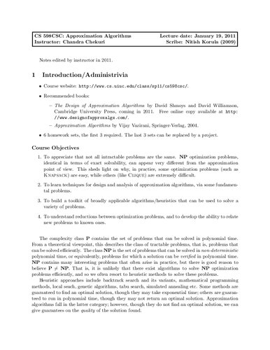 Approximation Algorithms Lecture Notes Uiuc Cs598csc Itebooks