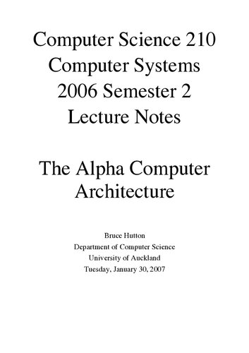 Aukland Compsci 210 Computer System 1 Lecture Notes Itebooks