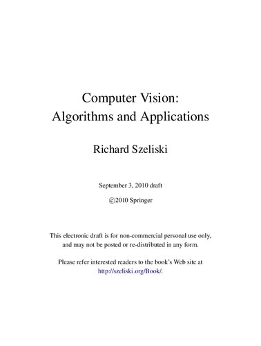 Computer Vision Algorithms And Applications Itebooks