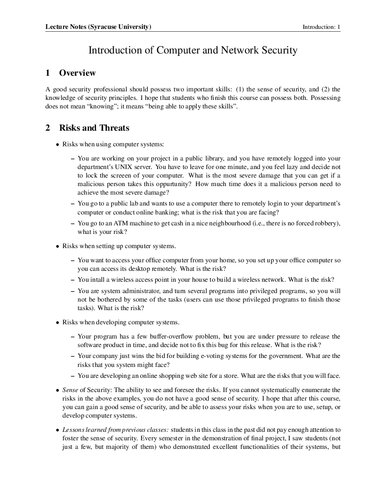 Computer And Internet Security Lecture Notes Syracuse Cis643 644 Itebooks