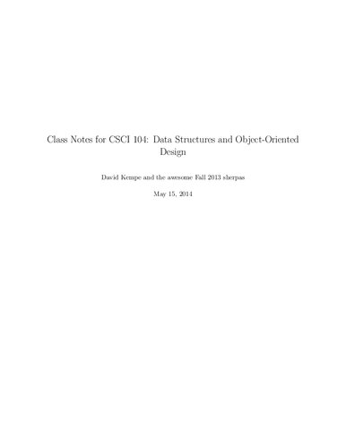 Data Structures And Object Oriented Design Lecture Notes Usc Csci104 Itebooks