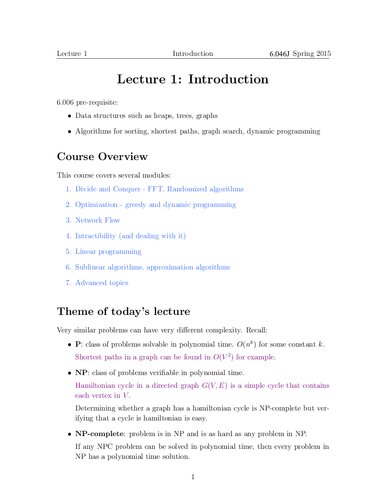 Design And Analysis Of Algorithms Lecture Notes Mit 6046j Itebooks