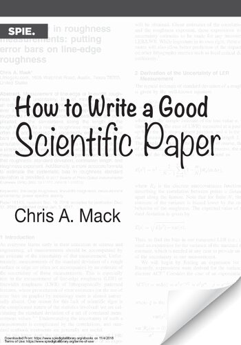 How To Write A Good Scientific Paper Chris A Mack