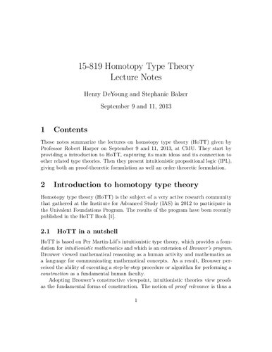 Homotopy Type Theory Lecture Notes Cmu 15819 Itebooks