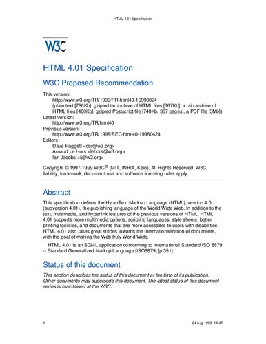 Html 401 Specification Itebooks