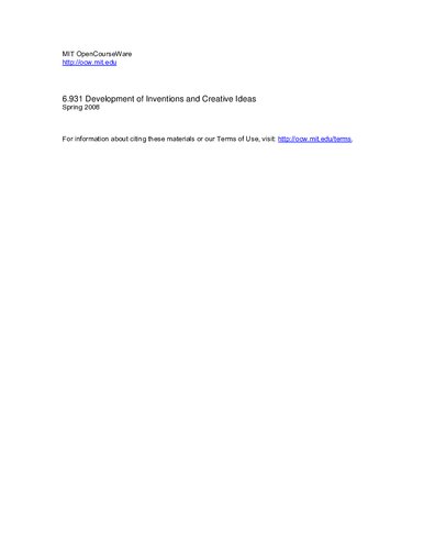 Inventions And Patents Lecture Notes Mit 6901 Itebooks