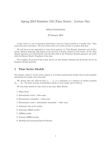 Time Series Lecture Notes Ucb Stat153 Itebooks