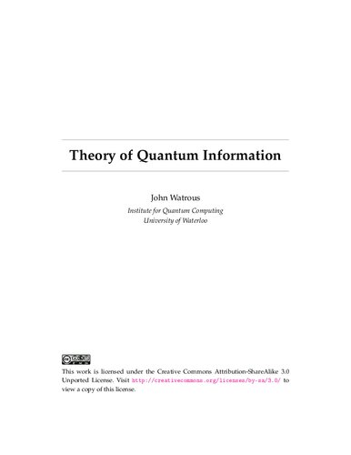 Theory Of Quantum Information Itebooks
