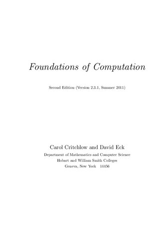 Foundations Of Computation Carol Critchlow David Eck