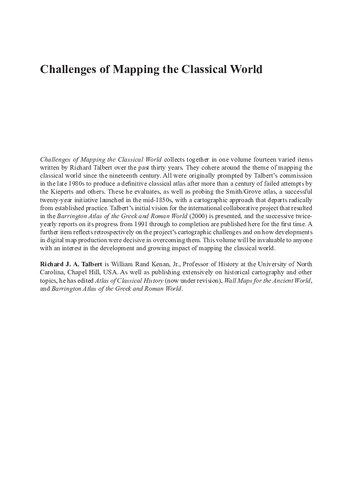Challenges Of Mapping The Classical World Richard Ja Talbert