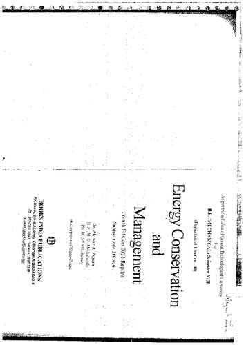 Energy Conservation Management For 6th 8th Sem Gtu 1st Edition Dr Akshay A Pujara