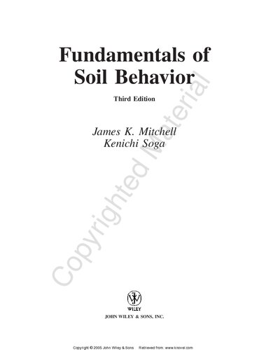 Fundamentals Of Soil Behavior 3rd Edition James K Mitchell Kenichi Soga