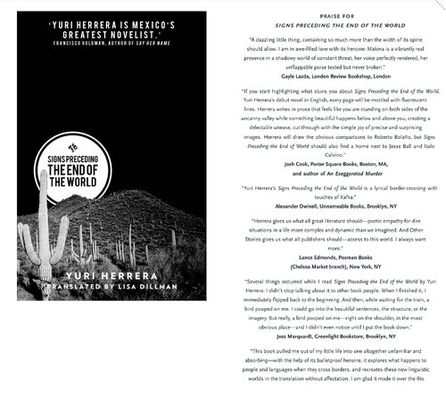 Signs Preceding The End Of The World Yuri Herrera Lisa Dillman Translation