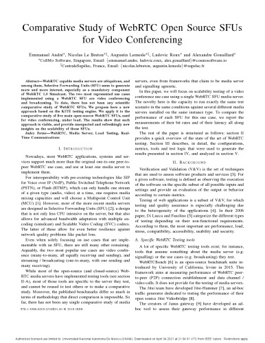 Comparative Study Of Webrtc Open Source Sfus For Video Conferencing Emmanuel Andr