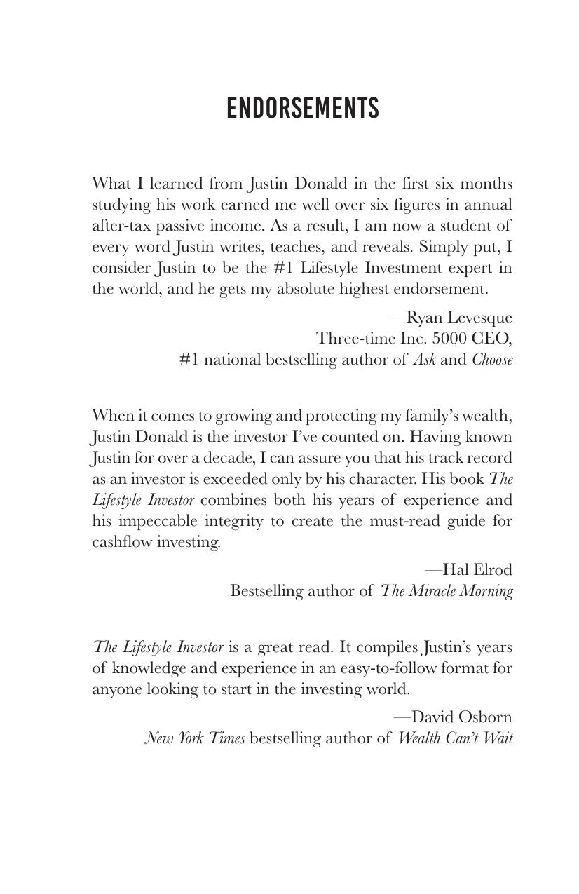 The Lifestyle Investor The 10 Commandments Of Cashflow Investing For Passive Income And Financial Freedom Justin Donald