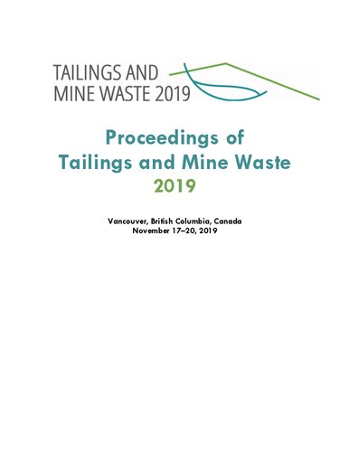 Tailings And Mine Waste 2019 The Organizing Committee Of The 14th International Conference On Tailings And Mine Waste