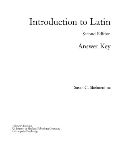 Introduction To Latin Answer Key Second Susan Shelmerdine