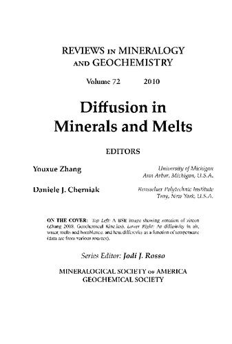 Diffusion In Minerals And Melts Youxue Zhang Editor Daniele J Cherniak Editor