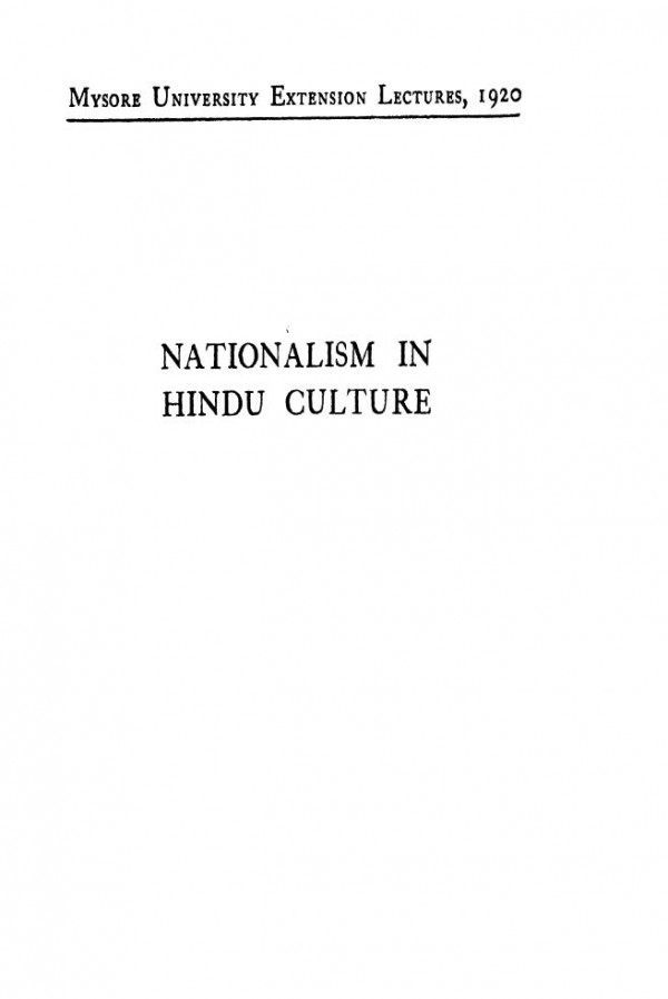 Nationalism In Hindu Culture 1st Edition Rk Mookerji