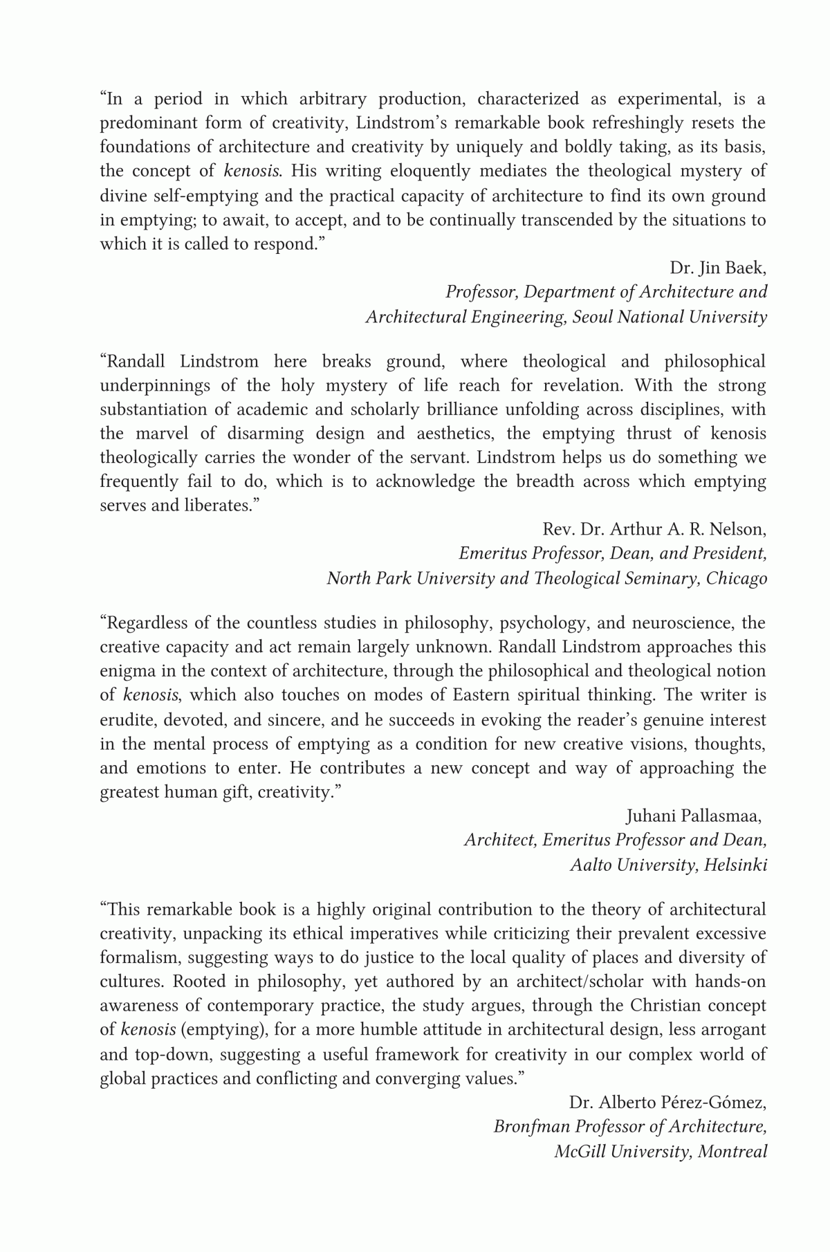 Kenosis Creativity Architecture Appearance Through Emptying 1st Edition Randall S Lindstrom