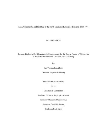 Land Community And The State In The North Caucasus Kabardinobalkaria 17631991 Ian Thomas Lanzillotti