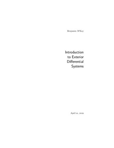 Introduction To Exterior Differential Systems Benjamin Mckay