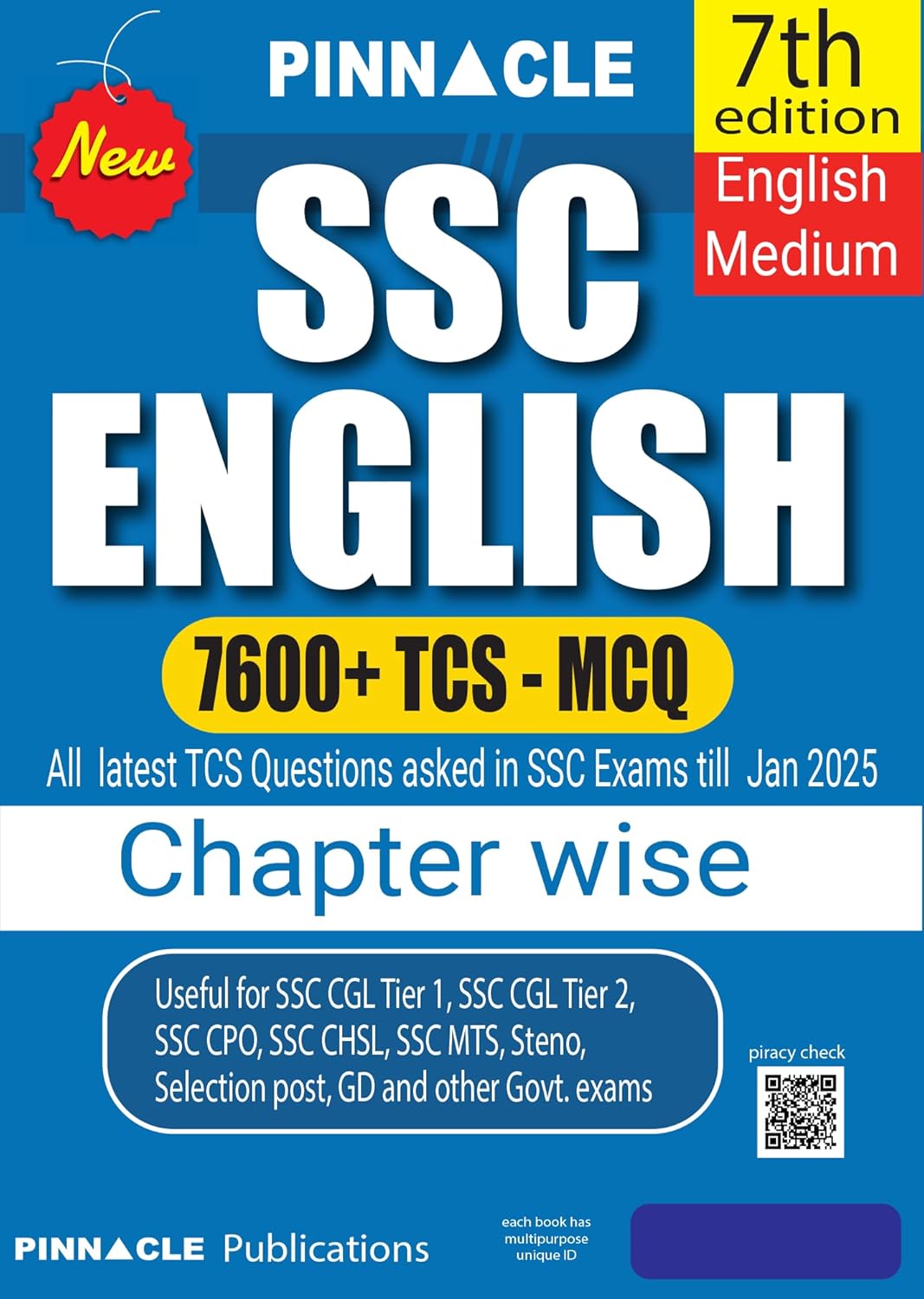Ssc English 7600 Tcs Mcq Chapterwise With Detailed Explanation 7th Edition 7th Pinnacle Publications