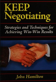 Keep Negotiating Strategies And Techniques For Achieving Winwin Results Hamilton
