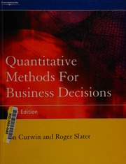Quantitative Methods For Business Decisions 5th Ed Curwin Jon