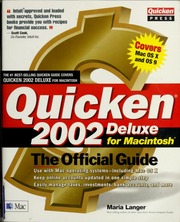 Quicken 2002 Deluxe For Macintosh Maria Langer