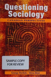 Questioning Sociology A Canadian Perspective Pavlich George