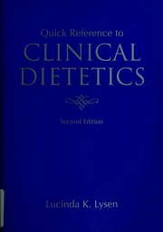 Quick Reference To Clinical Dietetics 2nd Ed Lysen Lucinda K