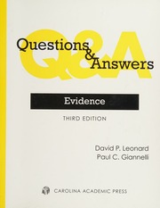 Questions Answers Evidence Multiplechoice And Shortanswer Questions And Answers Third Edition Leonard