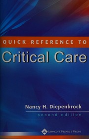 Quick Reference To Critical Care 2nd Ed Diepenbrock Nancy H