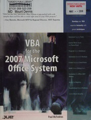 Vba For The 2007 Microsoft Office System 1 Edition Mcfedries