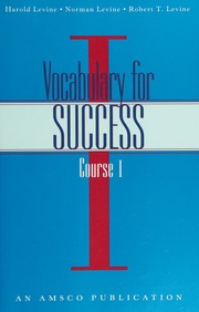 Vocabulary For Success Course I Levine Harold Levine Norman Levine