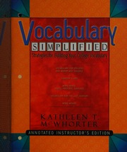 Vocabulary Simplified Strategies For Building Your College Vocabulary Mcwhorter