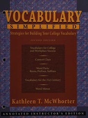 Vocabulary Simplified Strategies For Building Your College Vocabulary 2nd Ed Mcwhorter