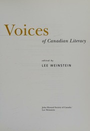 Voices Of Canadian Literacy Weinstein Lee