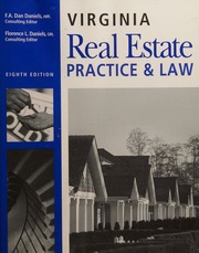 Virginia Real Estate Practice Law 8th Ed Daniels F A Dan Daniels