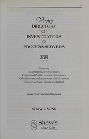 Varsity Directory Of Investigators And Process Servers 2009 Williams