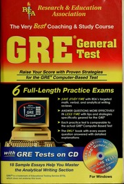 The Very Best Coaching And Study Course For The New Gre General Test With Cdrom For Windows Reas Testware For The Gre Cbt Alexandertravis