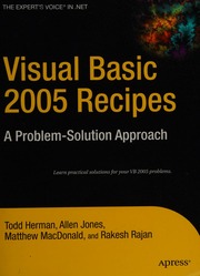 Visual Basic 2005 Recipes A Problemsolution Approach Todd Herman