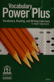Vocabulary Power Plus Level 6 Vocabulary Reading And Writing Exercises For Higher Achievement Reed